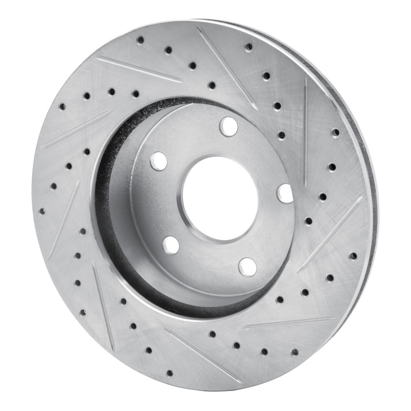 Jeep Grand Cherokee Brake Rotor (1) - Front Left - R1 Concepts - Drilled & Slotted - Silver - `99-`04
